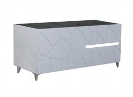 Contromobile modello Kenia con cassa efrontale bianco lucido e particolari marmo grigio. Contromobile modello Kenia con cassa efrontale bianco lucido e particolari marmo grigio.
