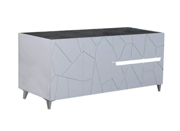 Contromobile modello Kenia con cassa efrontale bianco lucido e particolari marmo grigio. Contromobile modello Kenia con cassa efrontale bianco lucido e particolari marmo grigio.