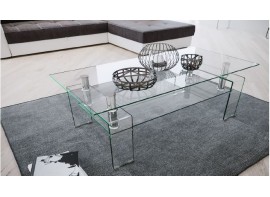 Tavolino modello Zaffiro piano in vetro e base bianco lucido