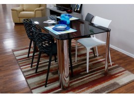 Tavolo modello Scott L160x90 basamento metallo e piano in vetro fumé